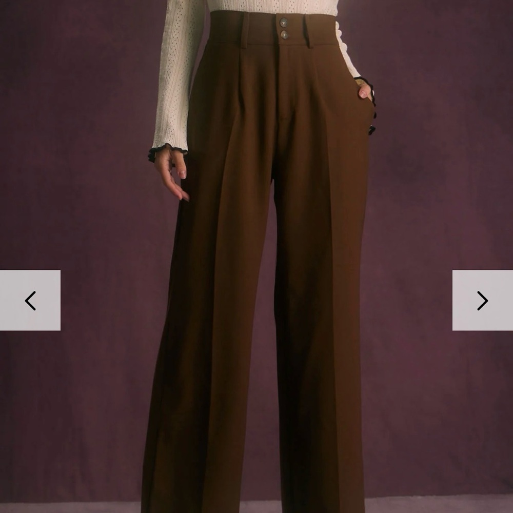 RIHOAS The Coffee Button Slant Pocket Straight‎ Pants size S NWT